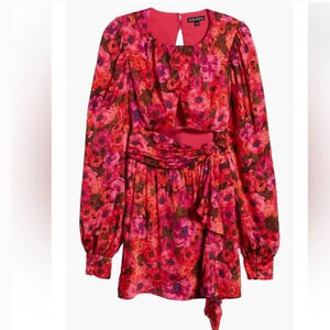 For love and lemon  long sleeve Lauren mini dress size small pink floral